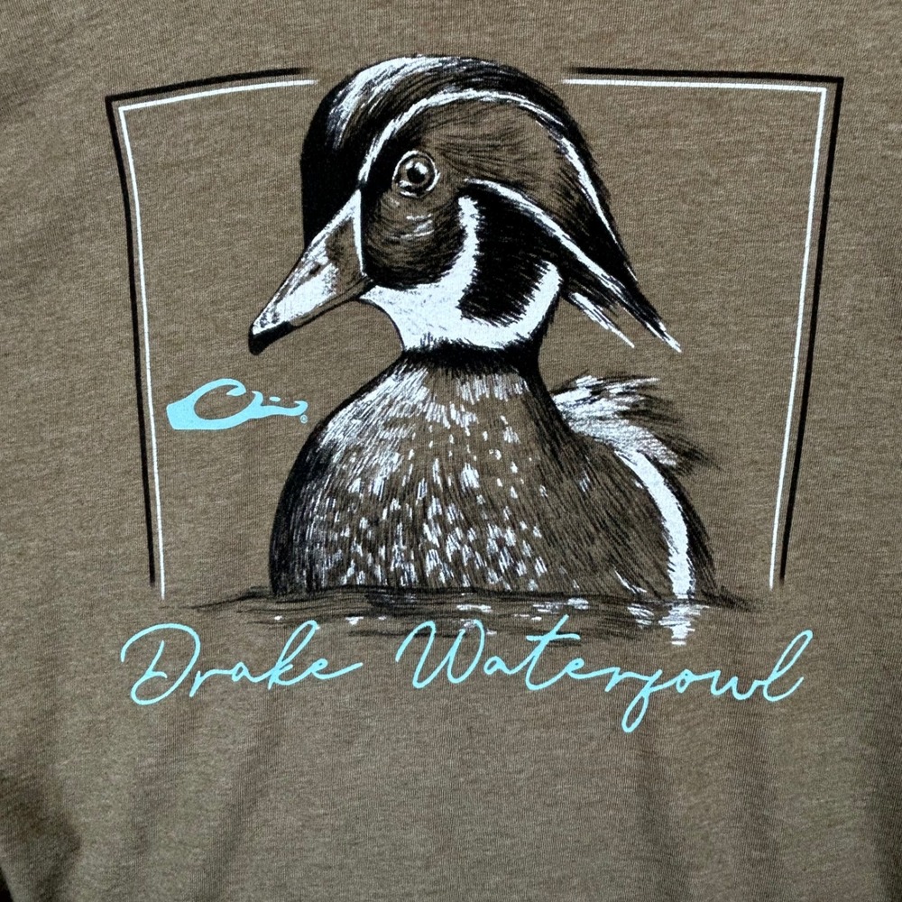 Drake Waterfowl Mens XL Graphic Pocket T-Shirt Brown Wood Duck Hunting Tee - Picture 5 of 8